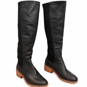 Lucky Brand Tilaree Black Leather Riding Boots Women's 6.5 NWOB